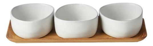 Aida Raw Organic skålsett med trebrett Arctic White Aida Raw Organic skålsett med trebrett Arctic White
