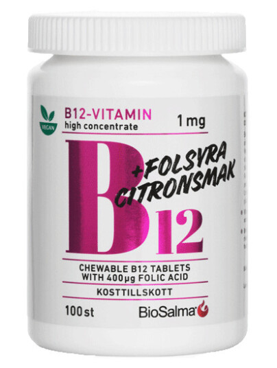B12 Vitamin 1mg + Folsyra 100 tabletter B12 Vitamin 1mg + Folsyra 100 tabletter