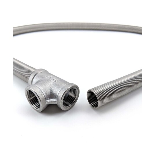 Kegland Stainless steel Helix Coil 1m with Tee Perforert slange med T stykke