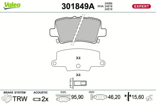 Bremseklosser VALEO 301849A