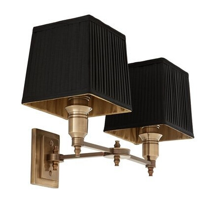 Vegglampe Lexington dobbel messing/svart Vegglampe Lexington dobbel messing/svart