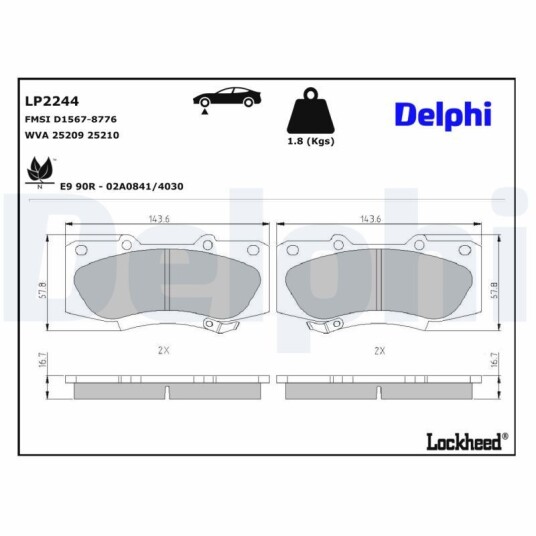 Bremseklosser DELPHI LP2244 Bremseklosser DELPHI LP2244