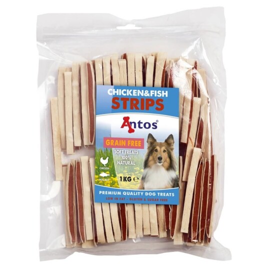 Antos Hundesnacks Kylling Og Fiskestrips 1Kg