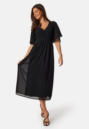 Bubbleroom Occasion Butterfly Sleeve Midi Dress Black 42 Bubbleroom Occasion Butterfly Sleeve Midi Dress Black 42