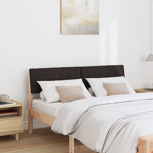 Polstret sengegavl Svart 140 cm Massiv furu