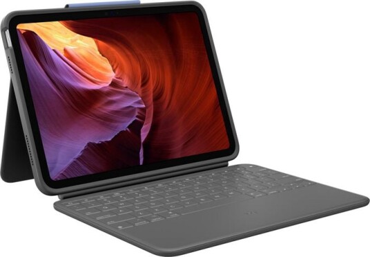 Logitech Rugged Folio - keyboard and folio case - QWERTY - US International - graphite - Tastatur & Foliosett - Universal - Grå