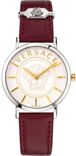 Versace Dameklokke VEK400221 V Icon Sølvfarget/Lær Ø36 mm Versace Dameklokke VEK400221 V Icon Sølvfarget/Lær Ø36 mm
