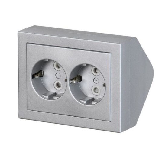 ABB Impressivo Hjørneboks 2-veis, jordet, utenpåliggende Aluminium