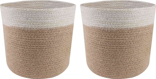 vidaXL Plantepotte Sett 2 pcs Naturlig og Hvit Ø 21 x 21 cm