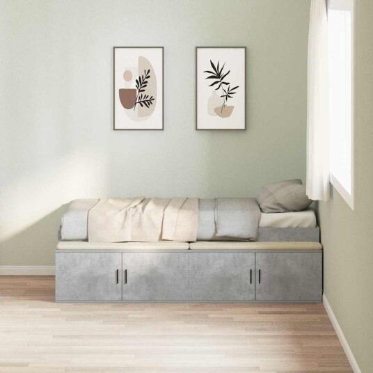Sengebenk med Lagring Betonggrå 90x200 cm