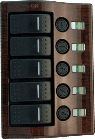 Bryterpanel 5 brytere manuelle sikringer sort Bryterpanel 5 brytere manuelle sikringer sort