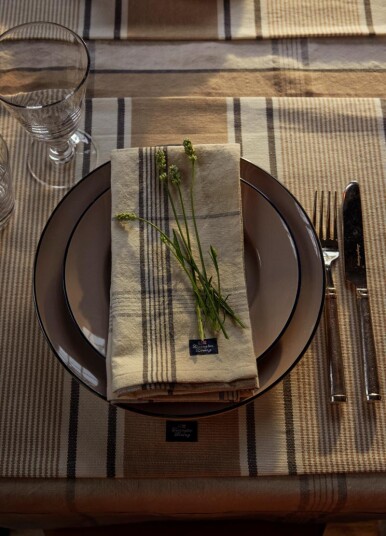 Lexington Serviett Lin Beige-Hvit 50x50