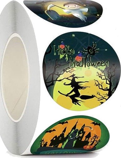 Halloween Runde Klistremerker på Rull 500 stk 1,5 tommer Stil 1