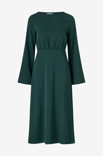 Bubbleroom   Kjole Boatneck Satin Midi   Grønn