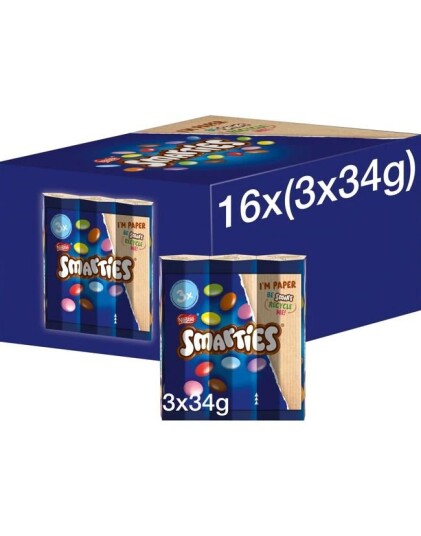 16 stk 3 pack Smarties Tubes   Hel eske 1632 gram