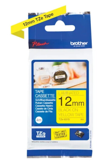 Brother TZe 631S - Black on yellow Roll (1.2 cm x 4 m)