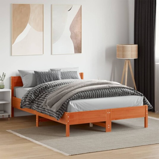  Sengeramme med hodegavl voksbrun 120x190 cm heltre furu 8721012429222