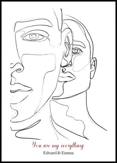 Minimalist Line Art of Couple with Love Quote Plakat / 40x50