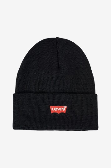 Levi's   Lue Red Batwing Embroidered Slouchy Beanie   Svart