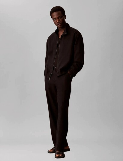 Calvin Klein Jeans Ls Linen Harrington Jkt Black XS