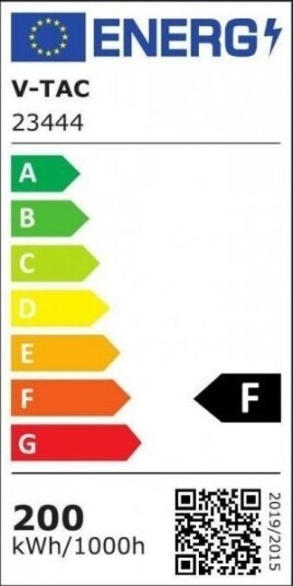 V Tac Led Projektør 200W 100 Lm/W Kabel 1 M Samsung Chip Sort Vt 44204 6500K 17540 Lm 5 Års Garanti