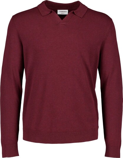 Lindbergh Soft Viscose Blend V Neck Polo   Burgundy   L
