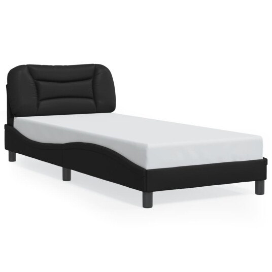 Sengeramme med LED-lys svart 140x190 cm kunstig lær 8721012356146