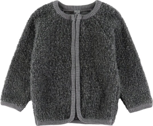 Smallstuff Cardigan M Glidelås Ull Grey Melange Smallstuff 80/86 Cardigan Grå 80 86