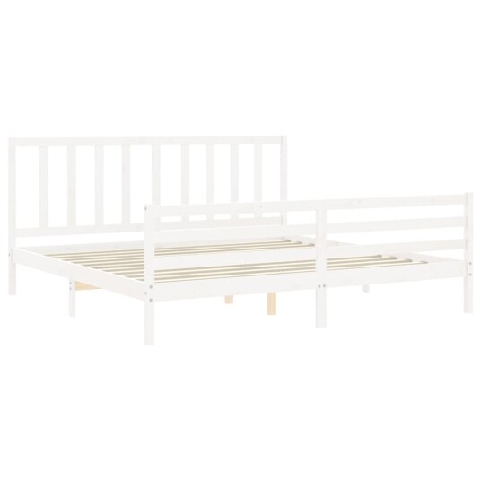 vidaXL Sengeramme med hodegavl hvit 200x200 cm heltre