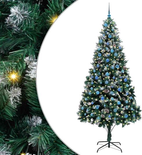  Kunstig juletre med 300 LED grønn 240 cm PVC og Stål og Plast