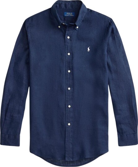 Polo Ralph Lauren Custom Fit Linen Shirt Navy M
