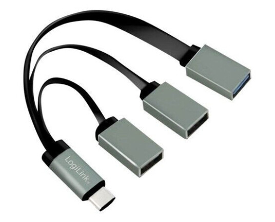 LogiLink USB-C™ Hub 2x USB 2.0 AF + 1x USB 3.0 AF USB-hub - 3 porter - Grå LogiLink USB-C™ Hub 2x USB 2.0 AF + 1x USB 3.0 AF USB-hub - 3 porter - Grå