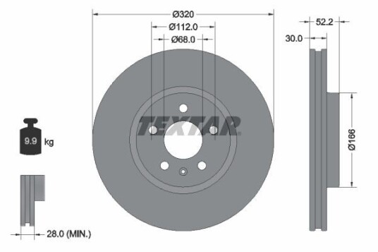 Bremseskive TEXTAR 92160005 Bremseskive TEXTAR 92160005
