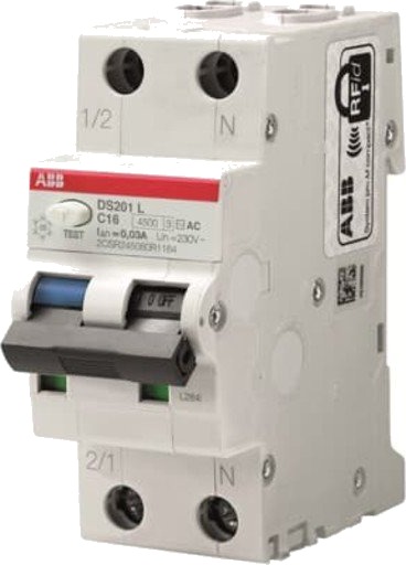 Abb Kombinasjonsbryter HPFI B 32A 30mA 1P+N, DSP201 B32 A30