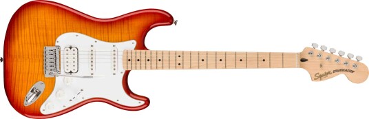 Squier Affinity Series Strat Fmt Hss Sienna Sunburst , Hvit Pickguard, Mn