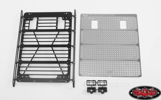 RC4WD C0999 Command Roof Rack w/ Diamond Plate & 2x Square Light