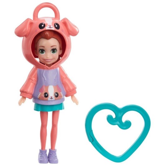 Polly Pocket Friend Clips med Hettegenser og Hjerteformet Klips Dukke 4+år