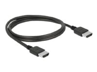 Delock Premium - Premium High Speed - HDMI-kabel med Ethernet - HDMI hann til HDMI hann - 2 m - tredobbeltskjermet snodd ledningspar - svart - 4K-støtte, støtte for Dolby DTS-HD Master Audio