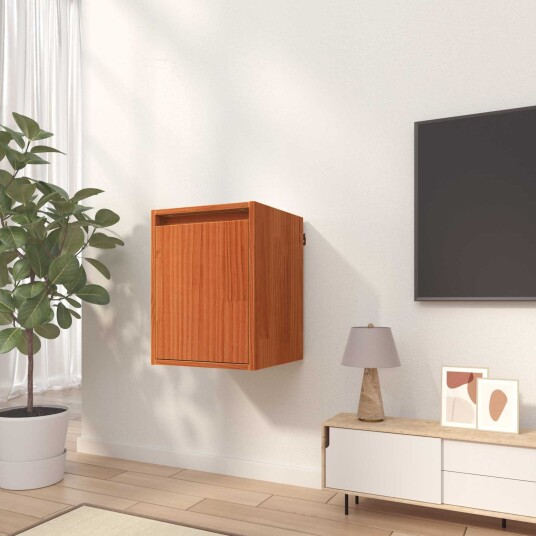 vidaXL Veggskap Veggmontert Vokset Brun 30 x 30 x 40 cm Massiv furu