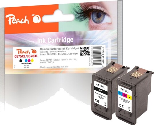 Kompatibel med Canon PG-575XL/CL-576XL blekkpatron multipakke, 1x Svart 16ml / 1x farge 14ml