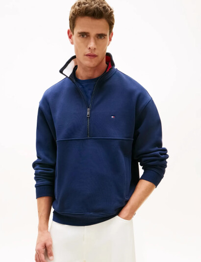 Tommy Hilfiger Flag 1/4 Zip   Navy   XXL
