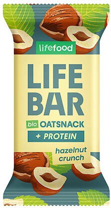 Lifefood Glutenfri Havrebar Protein Hazelnut Crunch Øko - 40 g