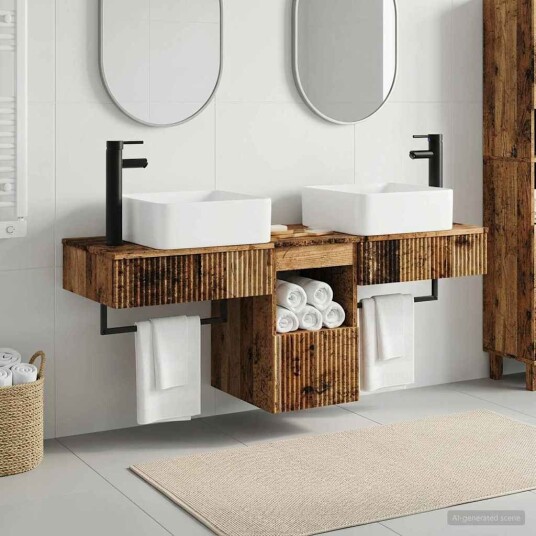 vidaXL Baderomsskapsett 3 stk. Gammelt tre 53 x 35 x 39 cm