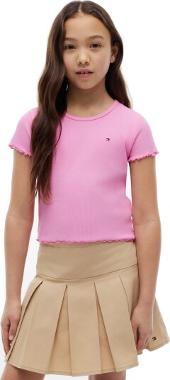 Tommy Hilfiger Essential Rib Top Ss Pink 38