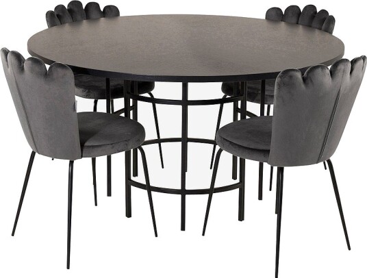 Furniture Fashion Spisebord Copenhagen med 4 Limhamn spisestoler Grå Furniture Fashion Spisebord Copenhagen med 4 Limhamn spisestoler Grå