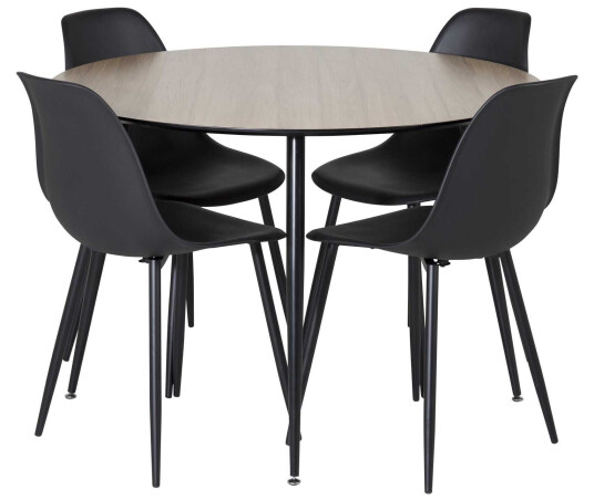 Venture Design Silar & Polar spisegruppe Natur/svart 4 st stoler & bord 100 cm