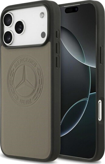 Mercedes Leather Vintage MagSafe Logo Case for iPhone 17 Pro Max Beige