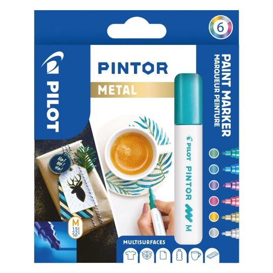 Pilot Pintor Medium 6-pakke Metal
