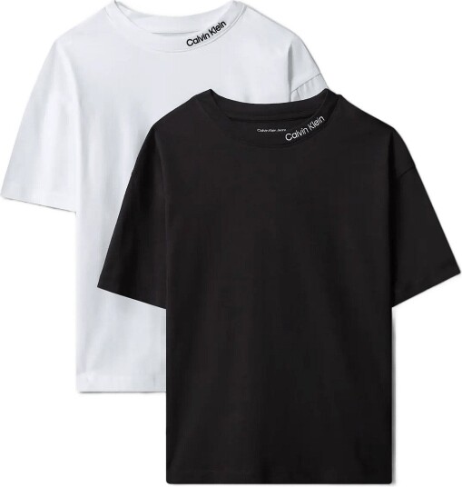 Calvin Klein 2 Pack Embro Logo T Shirt Ss   Black   164 x 14