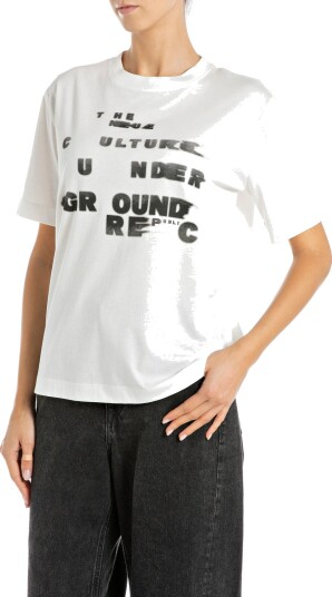 Replay Boxy Jersey T Shirt White L